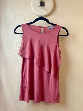 NWOT Pemberley Pink Soft Modal Sleeveless Ruffle Blouse Size Extra Small Women's